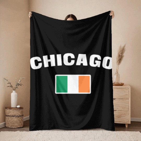 Saint Patrick's Day Chicago Irish Flag Throw Blankets