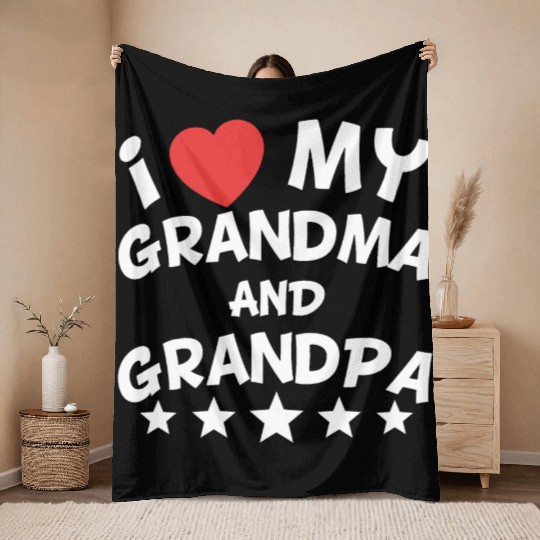 I Heart My Grandma And Grandpa Throw Blankets