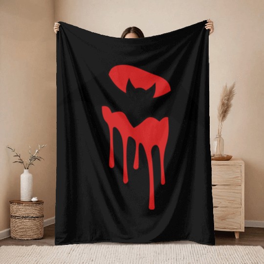 Bat with blood stain Throw Blankets