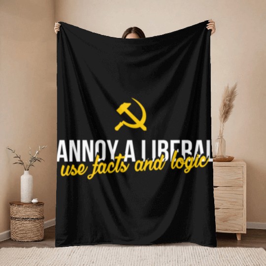 Anti Liberals - Annoy a liberal - use facts and lo Throw Blankets