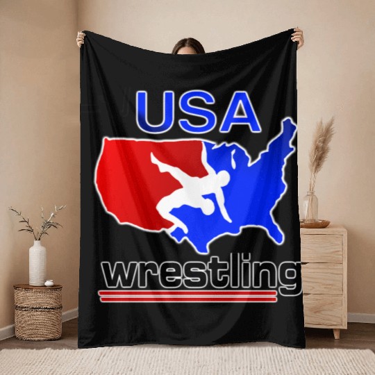Team USA Wrestling Throw Blankets
