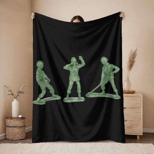 3 GREEN ARMY MEN Throw Blankets