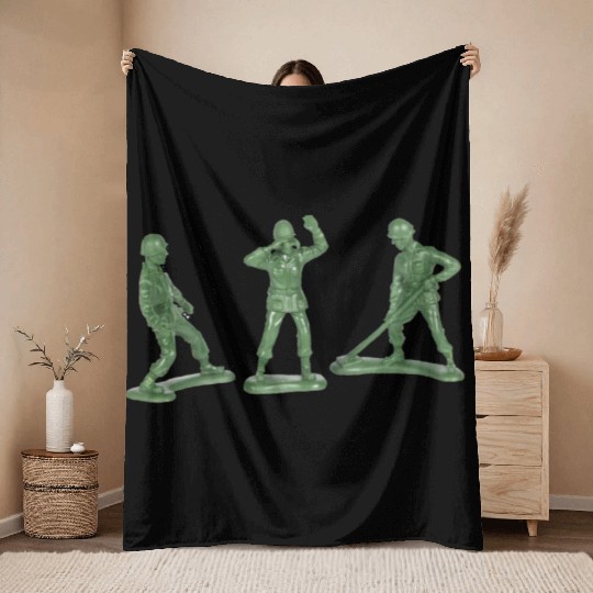 3 GREEN ARMY MEN Throw Blankets