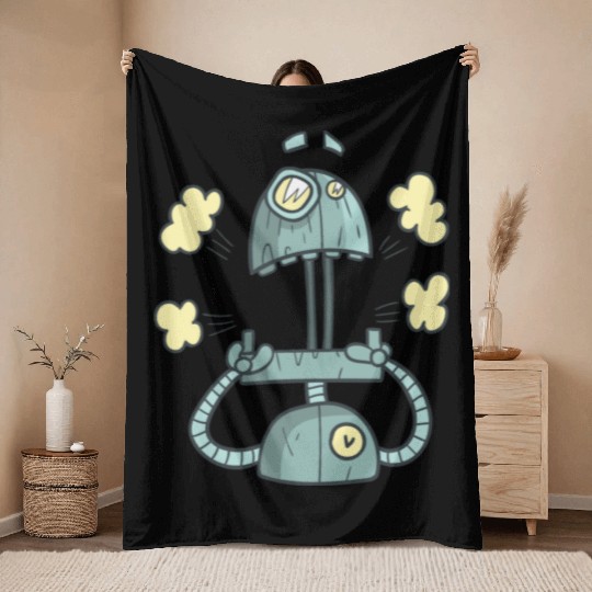 Surprised robot Throw Blankets