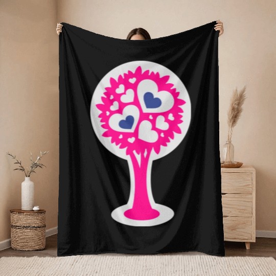 Heart Tree Throw Blankets