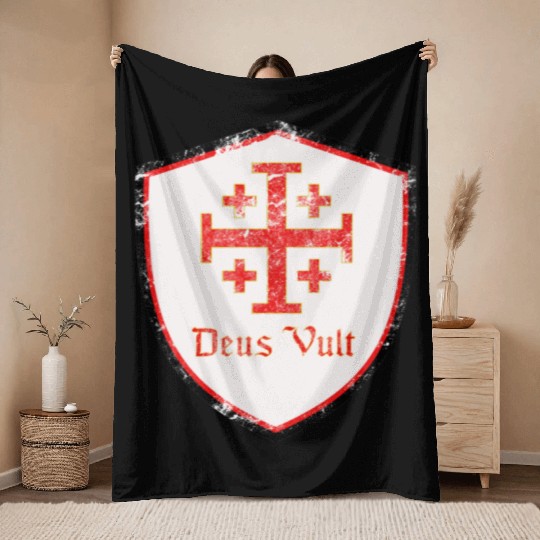 Deus Vult Throw Blankets