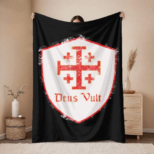 Deus Vult Throw Blankets