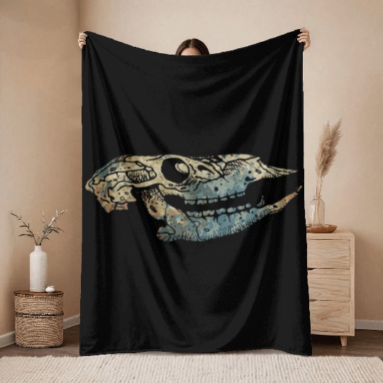 cow skull Throw Blankets