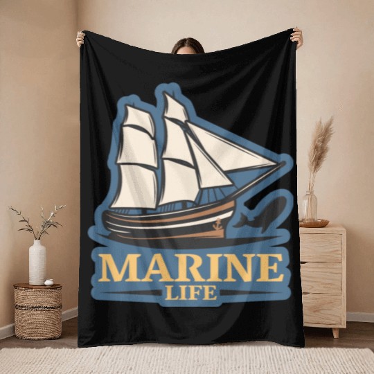 marine life logo Throw Blankets