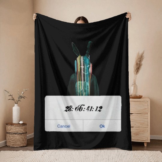 DONNIE DARKO COUNT DOWN TIME ALERT WITH BUNNY MAN Throw Blankets