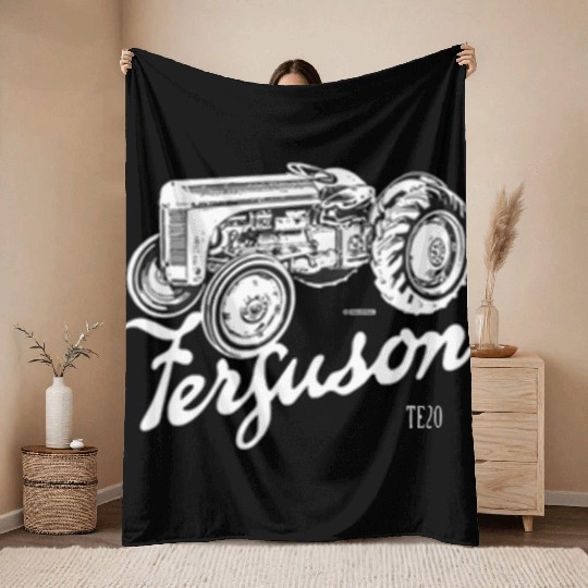 Classic Ferguson TE20 script and illustration Throw Blankets