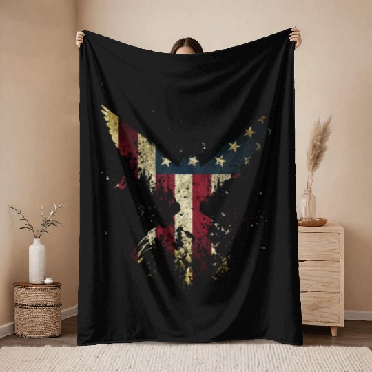 Merica Eagle American eagle with US flag Throw Blankets