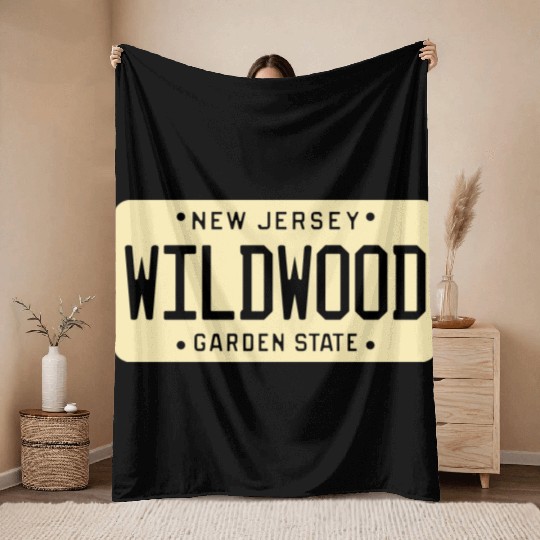 Wildwood New Jersey License Plate Throw Blankets