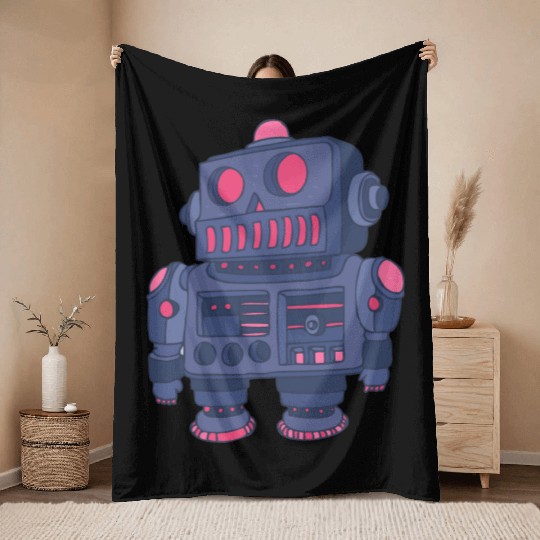 34 robot 40 png vectorstock 4842445 Throw Blankets