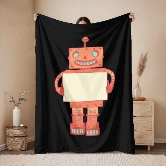 02 robot 10 png vectorstock 4842445 Throw Blankets