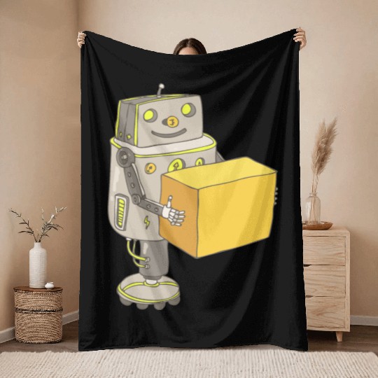 63 robot 7 png vectorstock 4842445 Throw Blankets