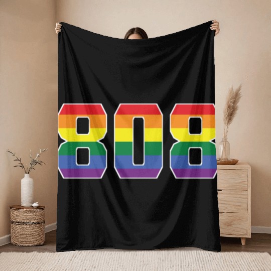 Gay Pride 808 Honolulu Area Code Throw Blankets