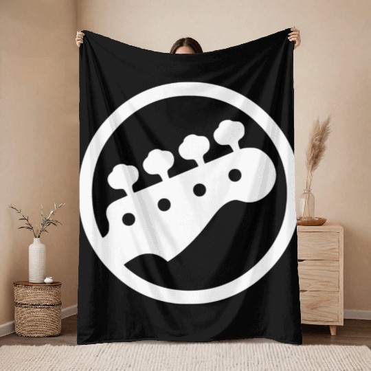Bass Guitar Player Throw Blankets