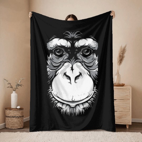 Monkey face Throw Blankets