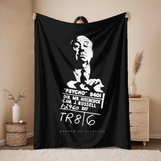 Alfred Hitchcock Master of Suspense Movie Psycho Throw Blankets