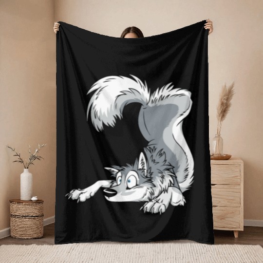 UN-STUCK Grey Husky Throw Blankets