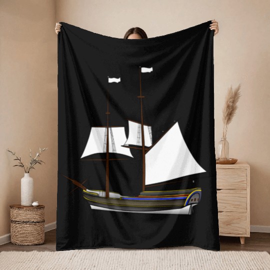 ship boat canoe sailboat submarine yacht anchor405 Throw Blankets