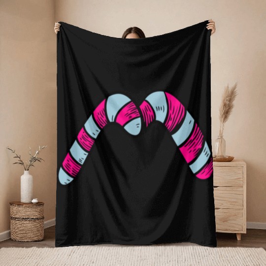Candy canes "M" Throw Blankets