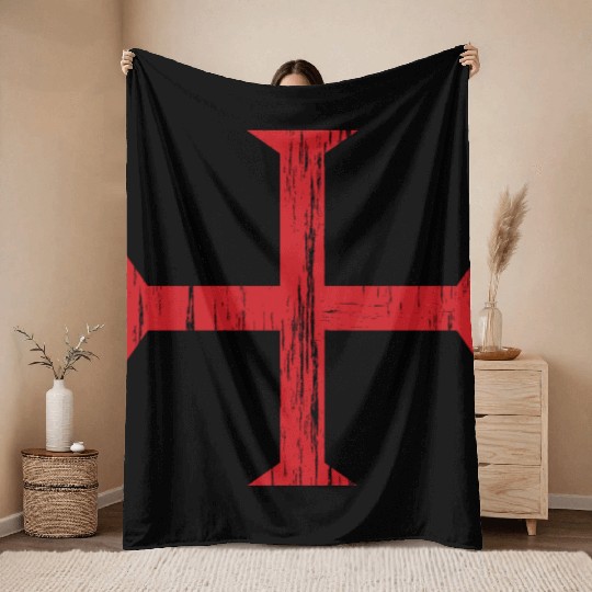Knights Templar Crusader Cross Throw Blankets