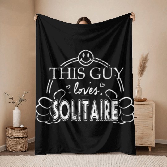 Guy Loves Solitaire Throw Blankets