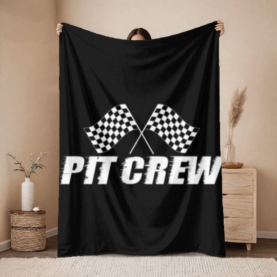 Pit Crew Racing Team Sports Racers Track Pit Stops Throw Blankets