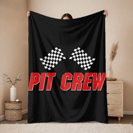 Pit Crew Racing Team Sports Racers Track Pit Stops Throw Blankets