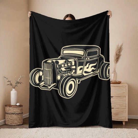 Hot Rod Rebel Throw Blankets