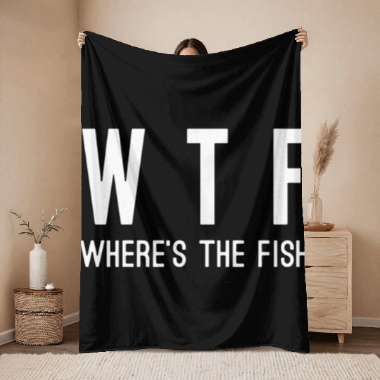 WTF where's the fish Throw Blankets