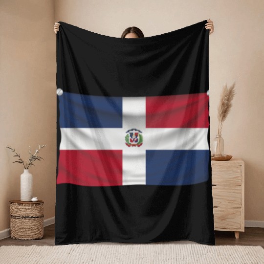 flag dominican republic Throw Blankets