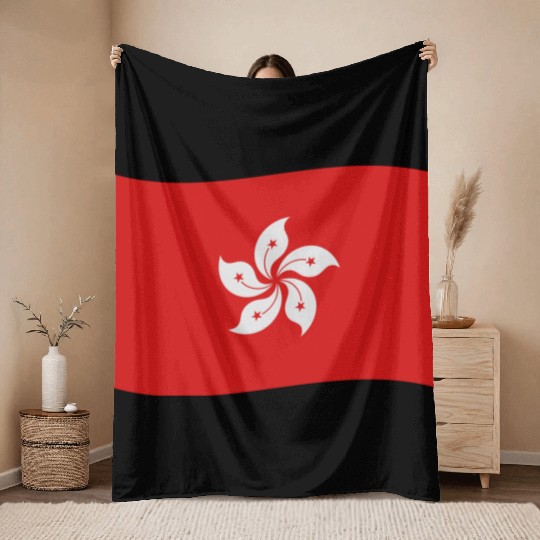 flag hong kong Throw Blankets