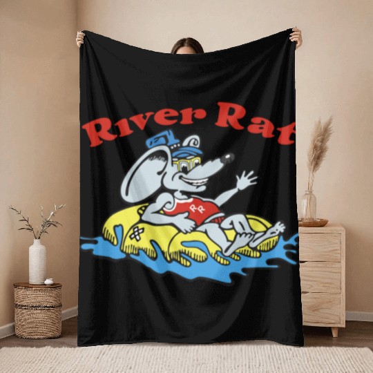 River Rat Swim Throw Blankets