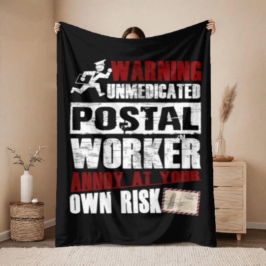Unmedicated Postal Worker Throw Blankets