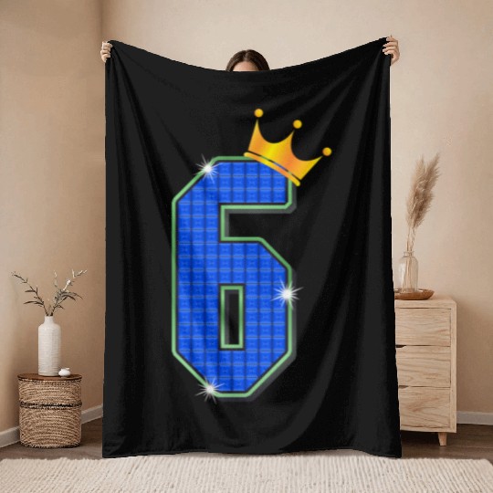 Cool Shiny 6th Birthday Gold Crown Sparkles 6 Year Throw Blankets