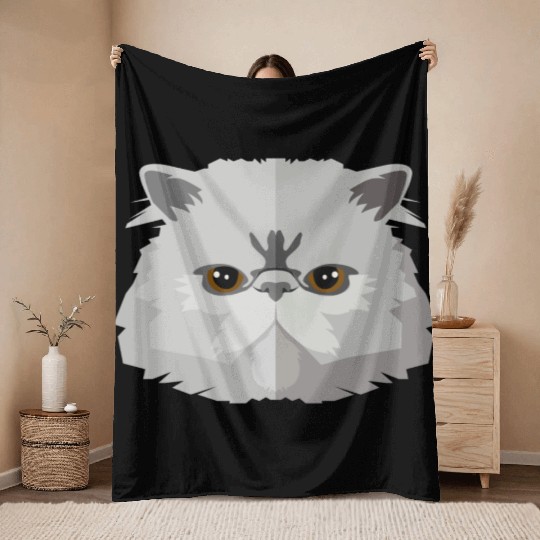 Cat face Throw Blankets