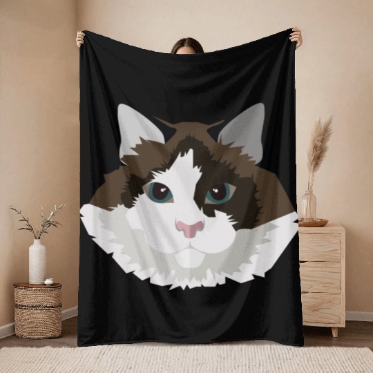 Cat face Throw Blankets