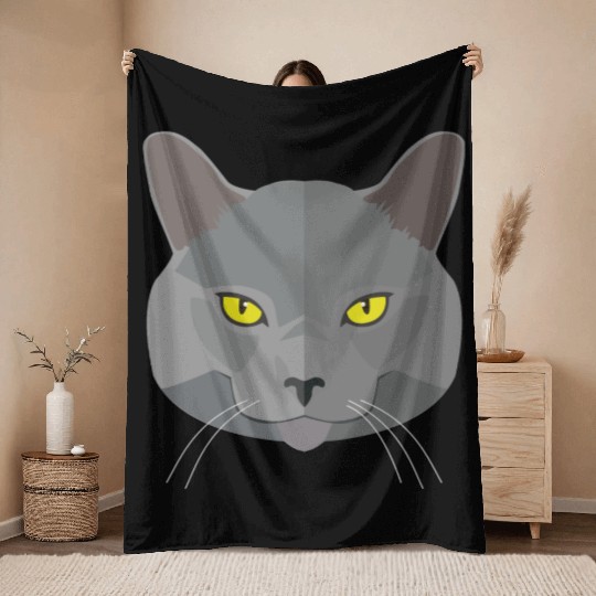Cat face Throw Blankets