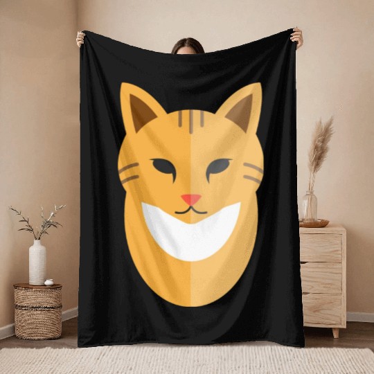 Cat face Throw Blankets
