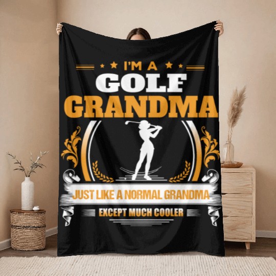 Golf Grandma Throw Blankets Gift Idea