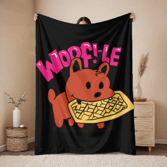 waffle dog Throw Blankets