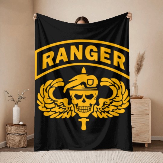 US Army Ranger Skull Throw Blankets