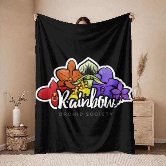 Rainbow Orchid Society Throw Blankets