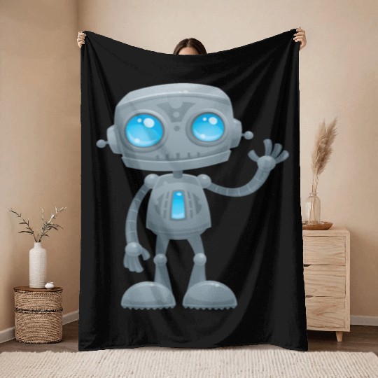 Waving Robot Throw Blankets