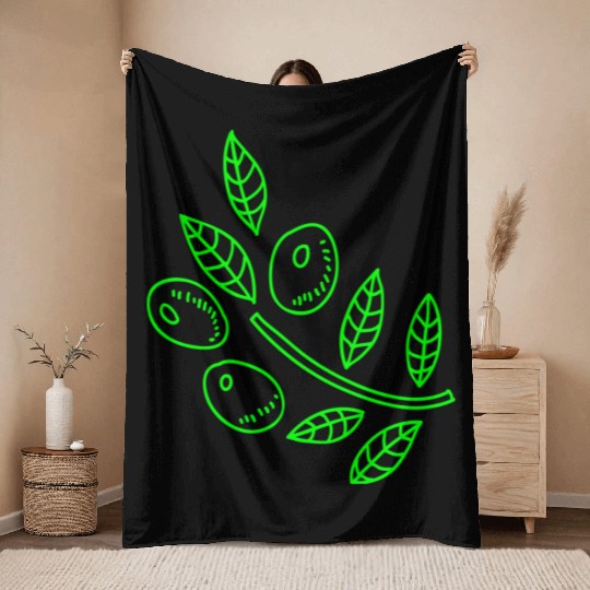 Olive branch Throw Blankets