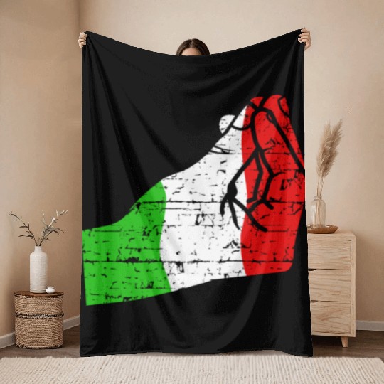 Funny Italian hand gesture Throw Blankets