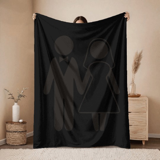 Bride And Groom Silhouette Throw Blankets